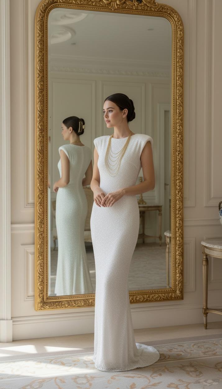 Gold Seven-Layer Ball Chain Drape Necklace
