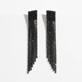 Black Crystal Cascade Fringe Drop Earrings