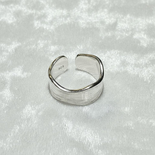 925 Sterling Silver Wide Wave Band Adjustable Ring