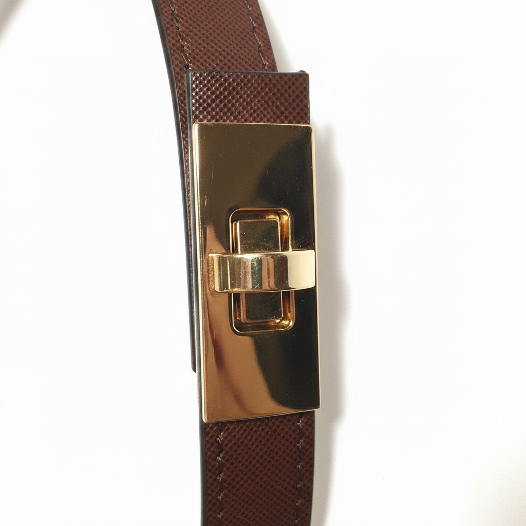 Dark Brown Belt Buckle Close-Up