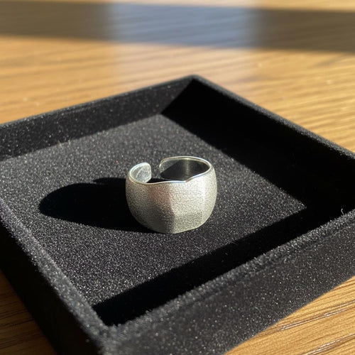 925 Sterling Silver Frosted Dome Adjustable Ring