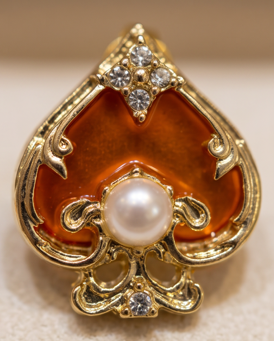 Gold baroque pearl mismatched earrings in jewellery box