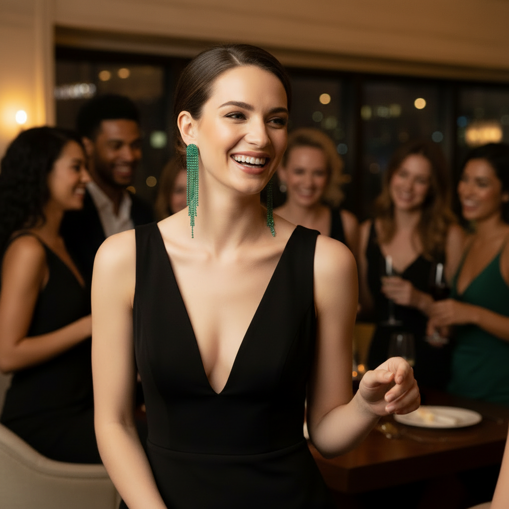 Emerald Fringe Earrings – Social Gathering Lifestyle
