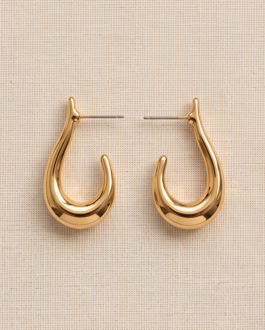 Gold Chunky Hook Drop Earrings