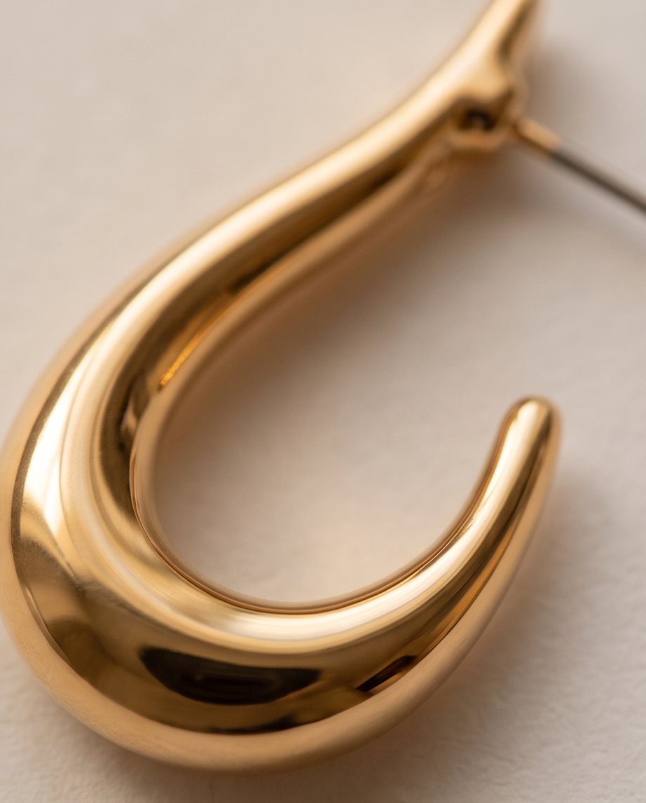 Gold Chunky Hook Drop Earrings