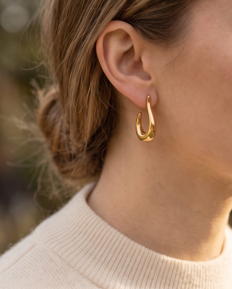 Gold Chunky Hook Drop Earrings