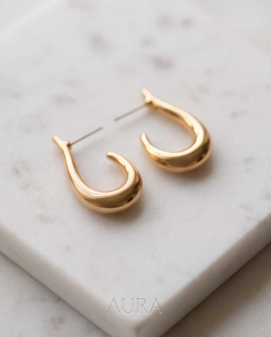 Gold Chunky Hook Drop Earrings