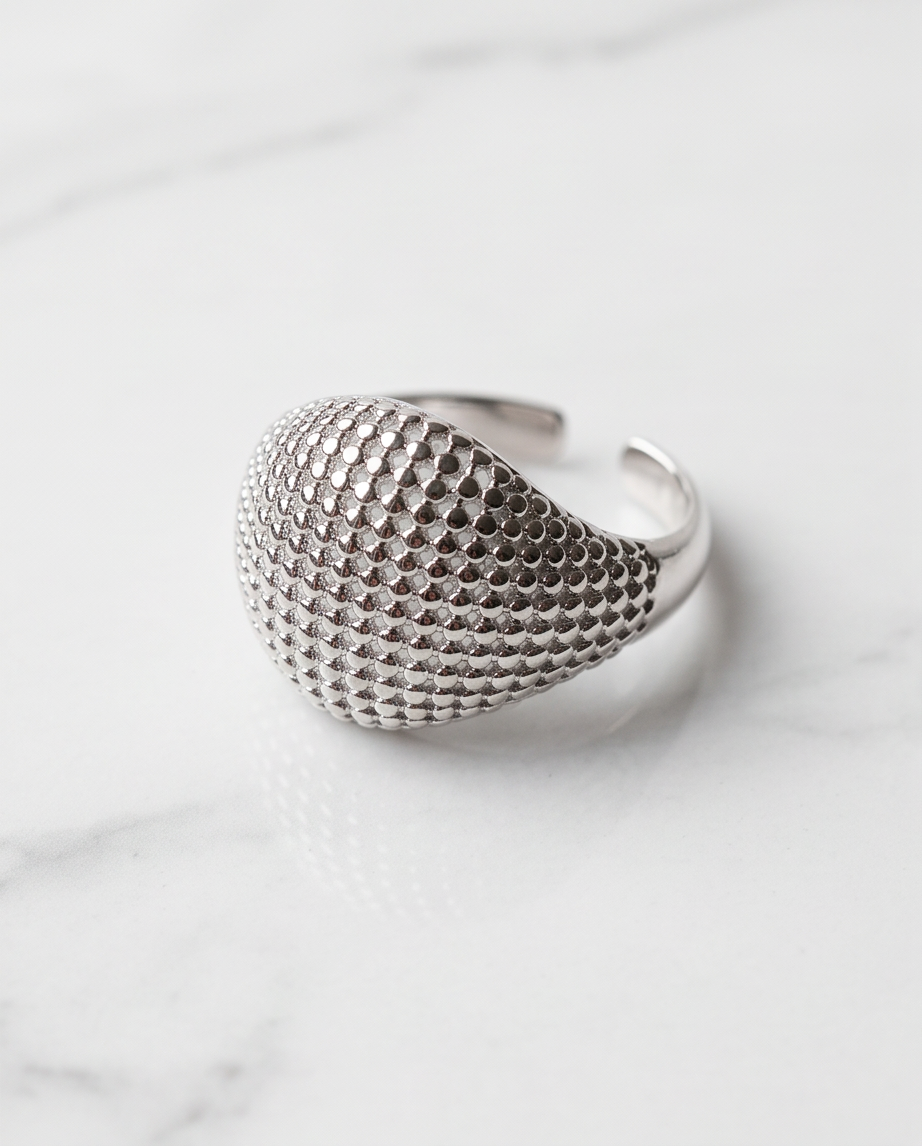 Silver Plated Dot Dome Ring