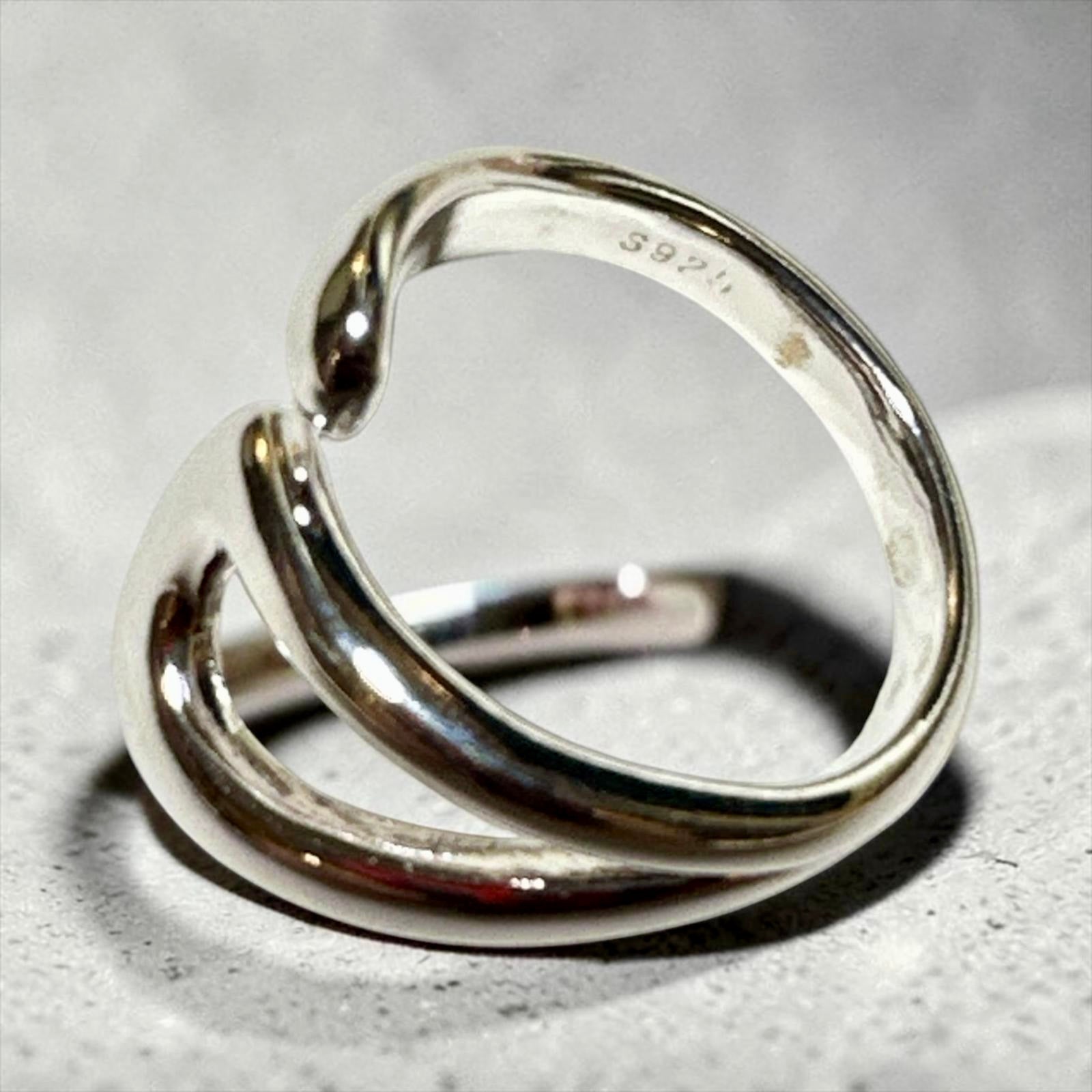 Silver S925 Sculptural Adjustable Snake Ring