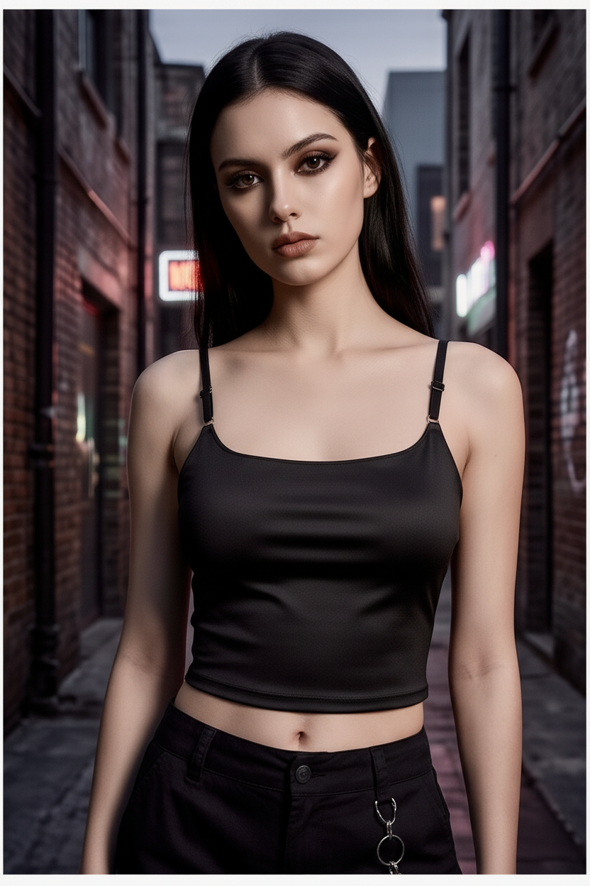 Glitter Spider Web Crop Cami — Clean Front Tank Shot