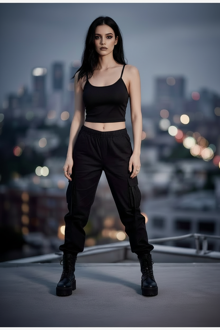 Glitter Spider Web Crop Cami Top — Frontal Hero