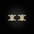 Gold Arc Crystal Stud Earrings — Spotlight Staging