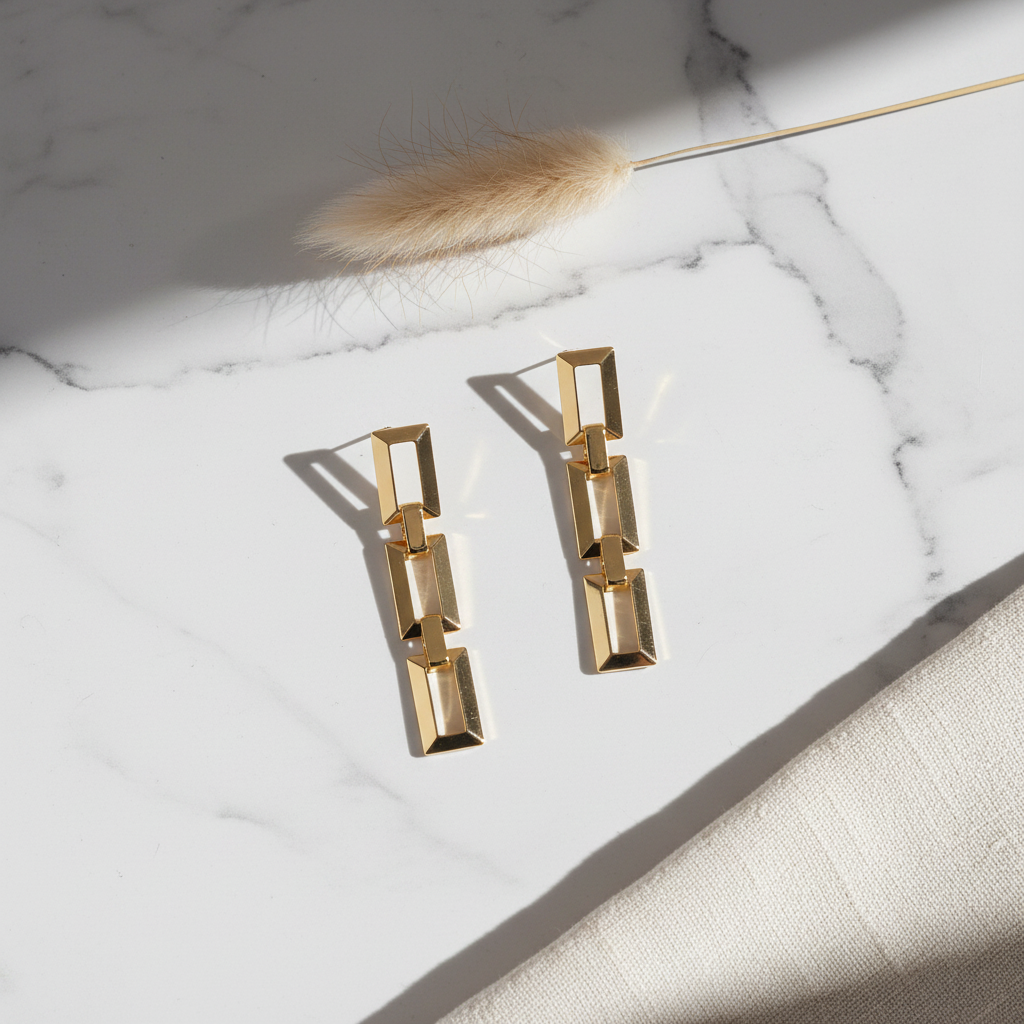 Gold Chain-Link Earrings Staging