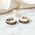 Gold Pavé Hoop Earrings on Marble