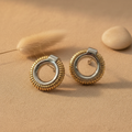 Gold & Silver Ribbed Circle Earrings Staging