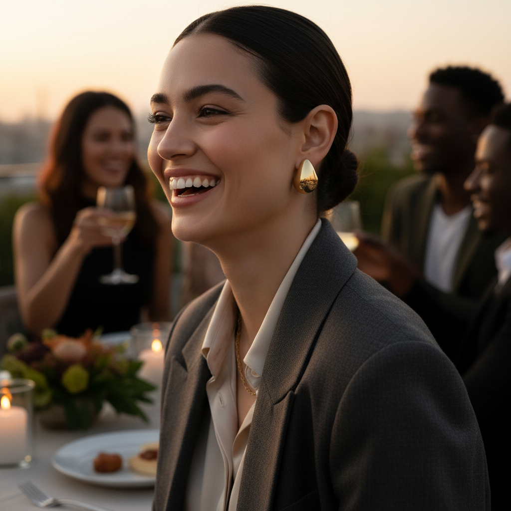 Gold Teardrop Earring — Friends Gathering