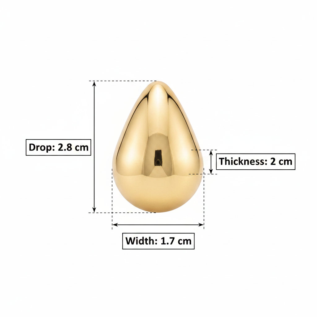 Gold Teardrop Earring Measurement Diagram