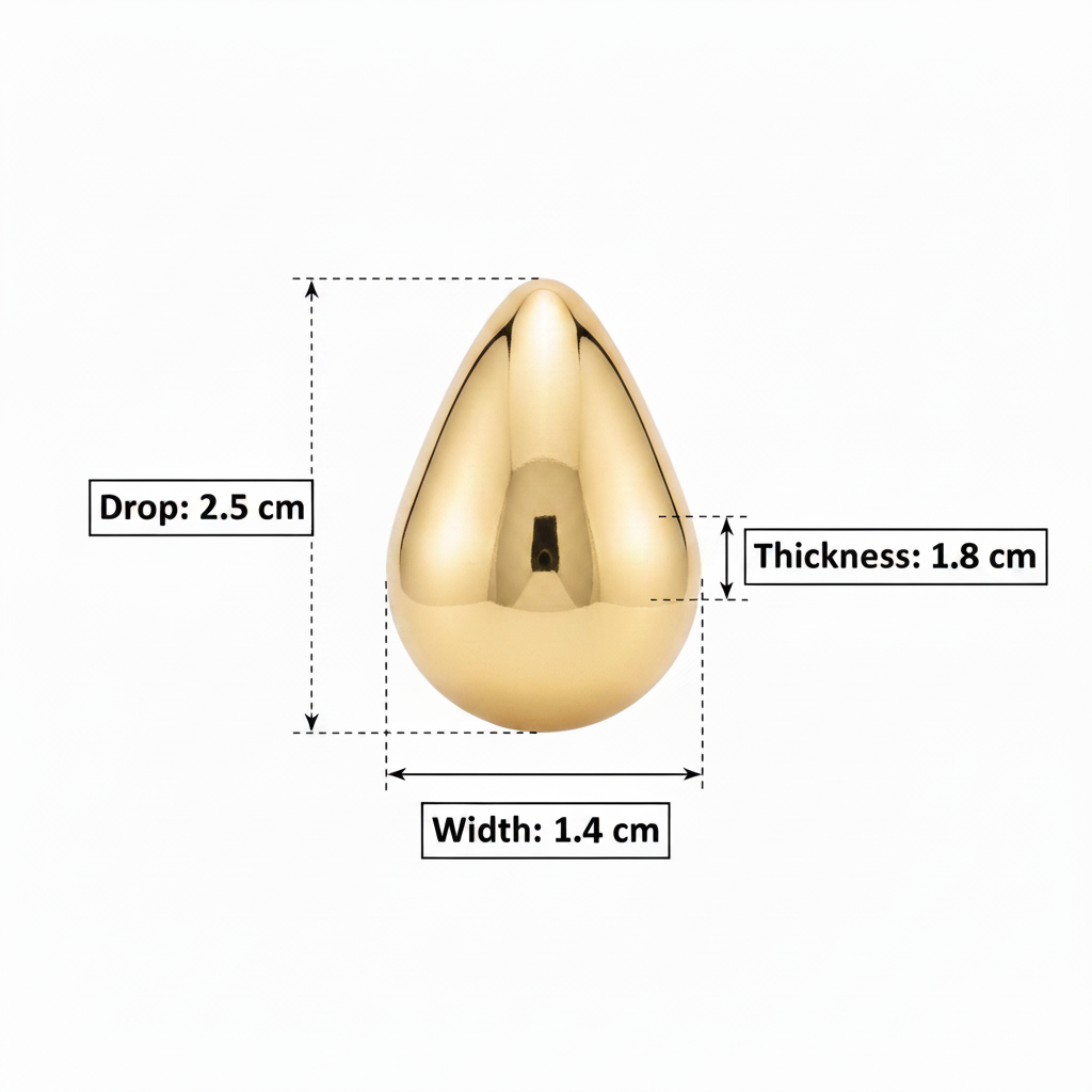 Gold Teardrop Earring Measurement Diagram