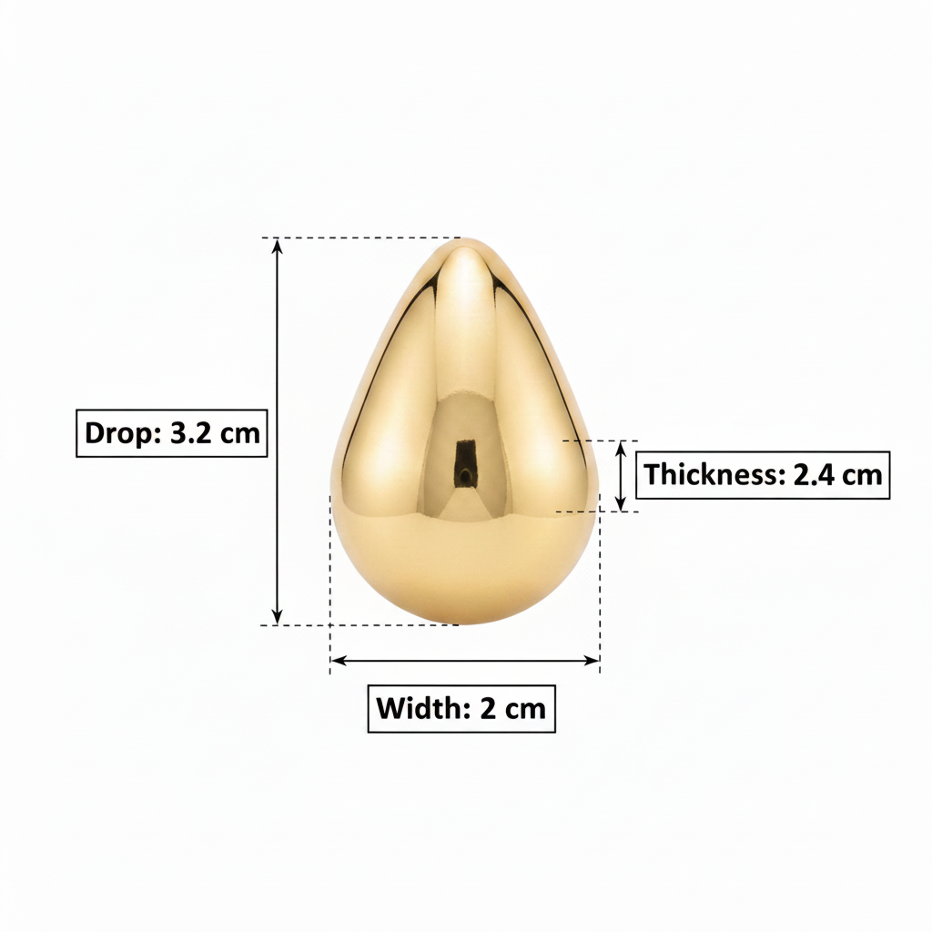 Gold Teardrop Earring Measurement Diagram