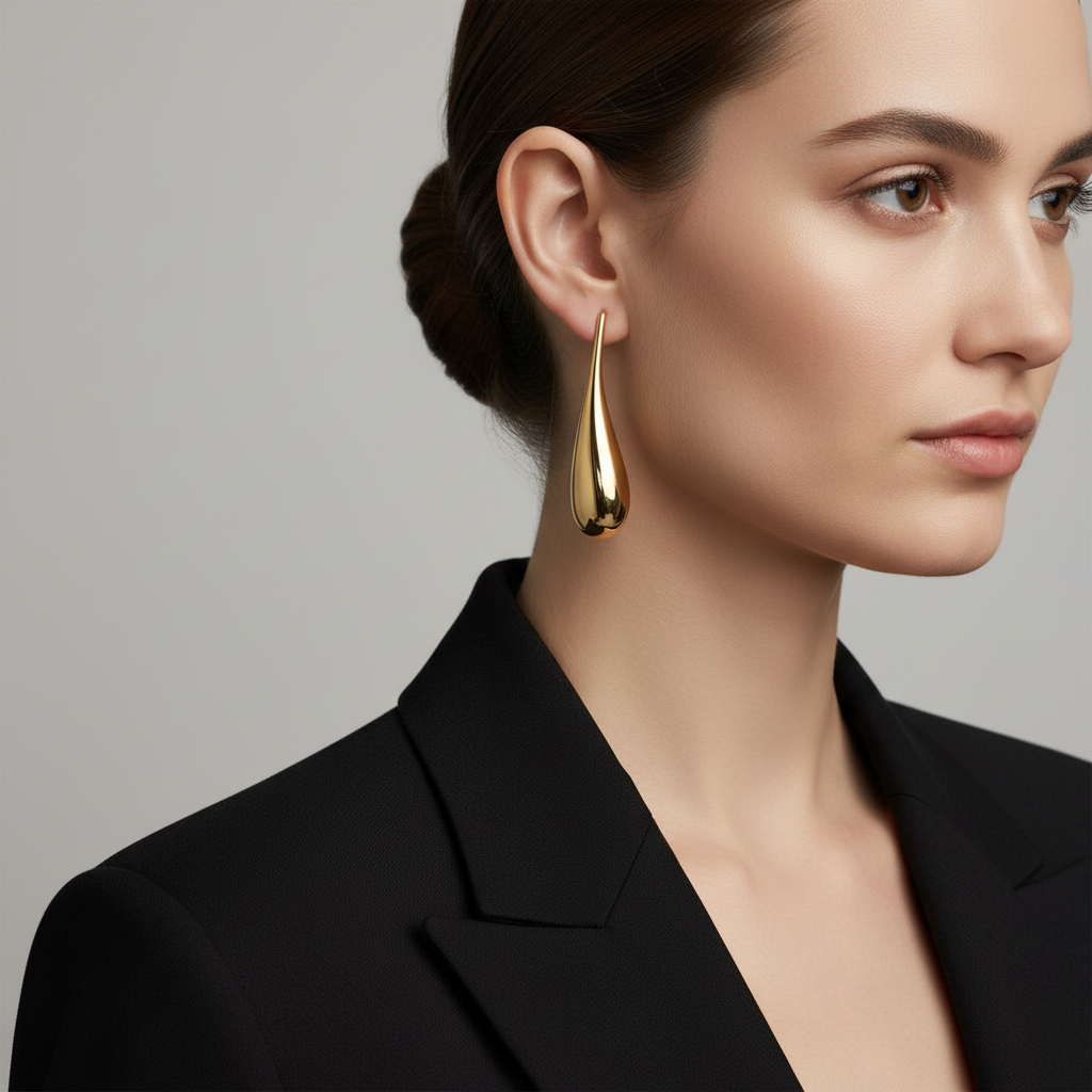 Gold Teardrop Earrings — Formal