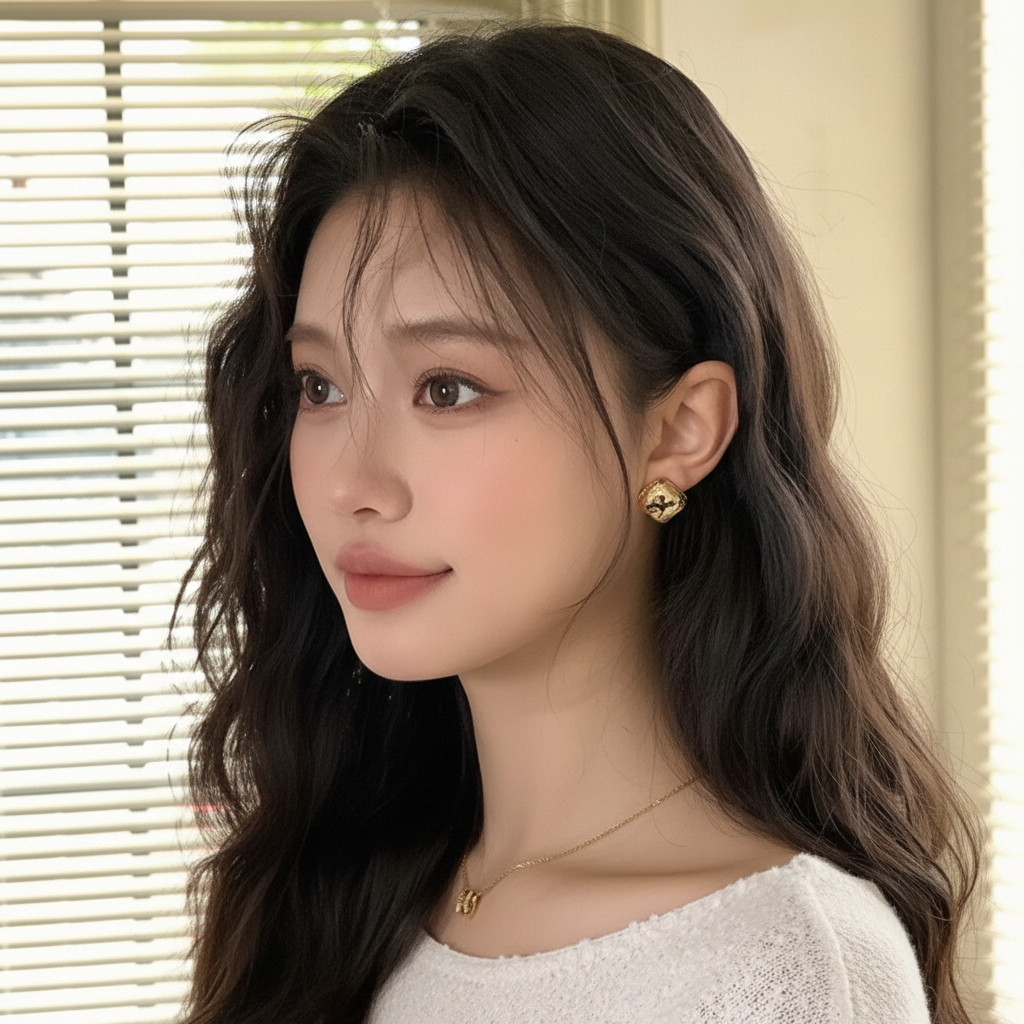 Hammered Gold Square Studs — Editorial