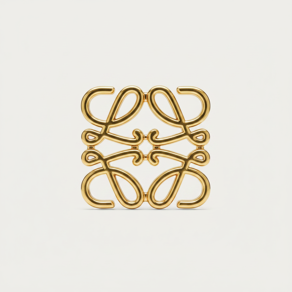 Close-up of polished gold ornate buckle on Tan Leather Slim Belt