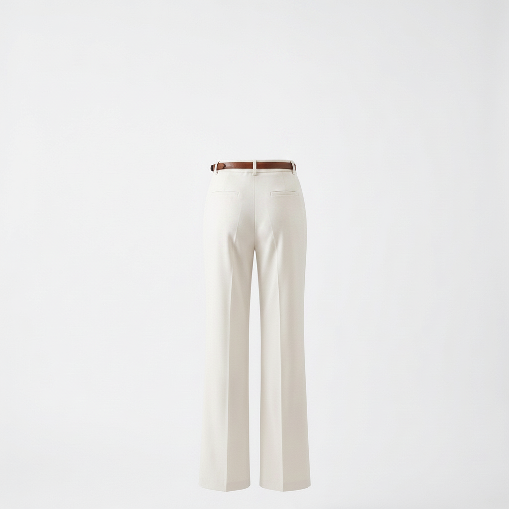 Ivory Wide-Leg Trousers Back View
