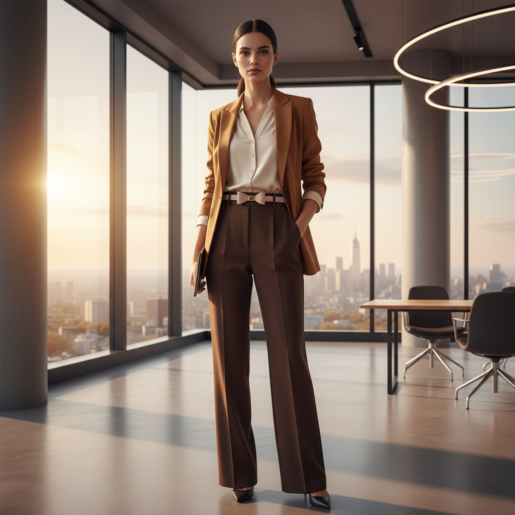 Model – Autumn Look with Blush Bow Belt