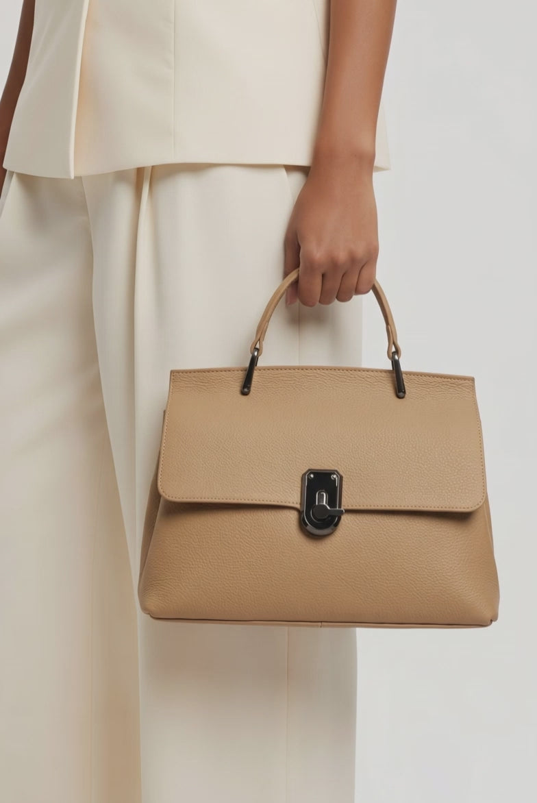 Full-Grain Leather Commuter Top Handle Bag