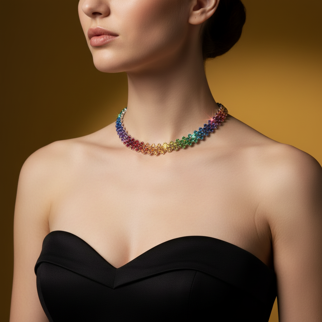 Rainbow Crystal Choker — Formal