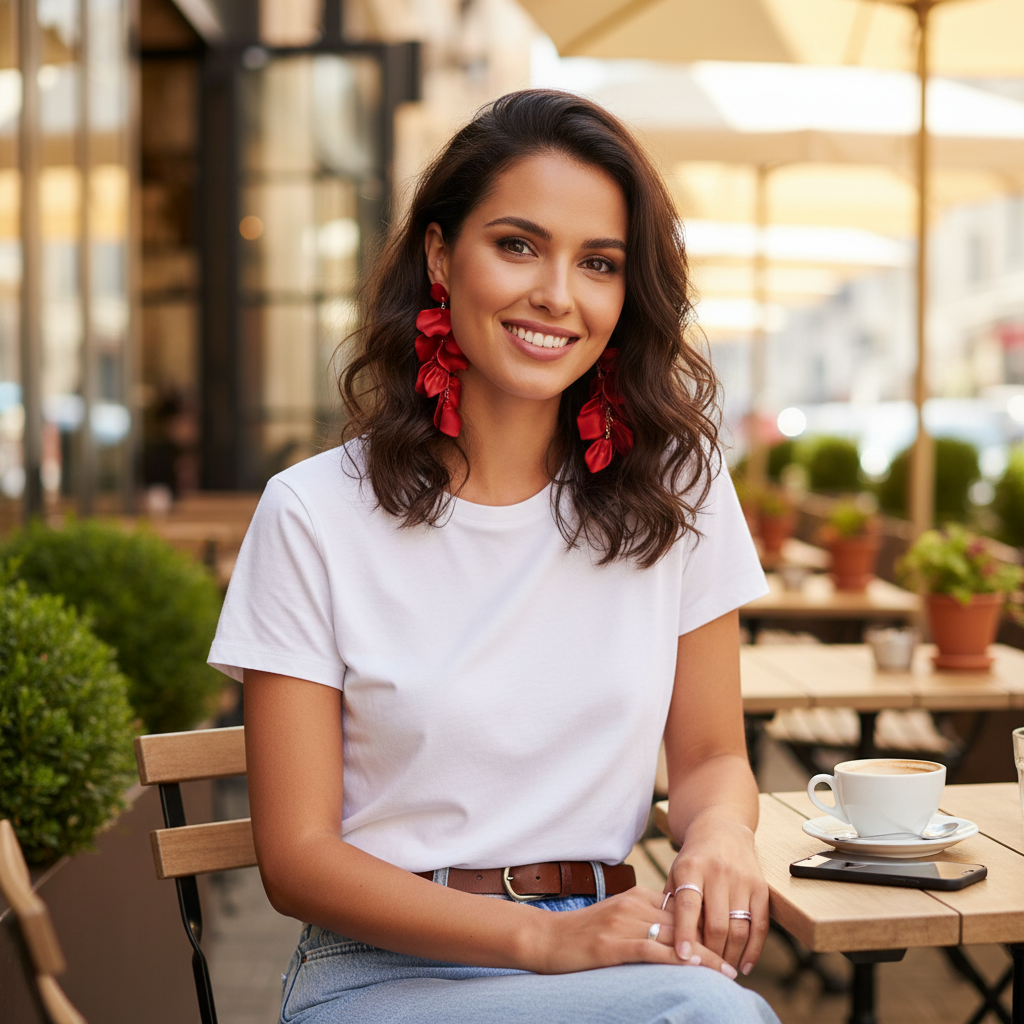 Red Satin Petal Earrings - Casual Daily Lifestyle