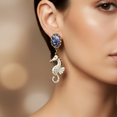 Seahorse Earrings – Jawline Close-Up