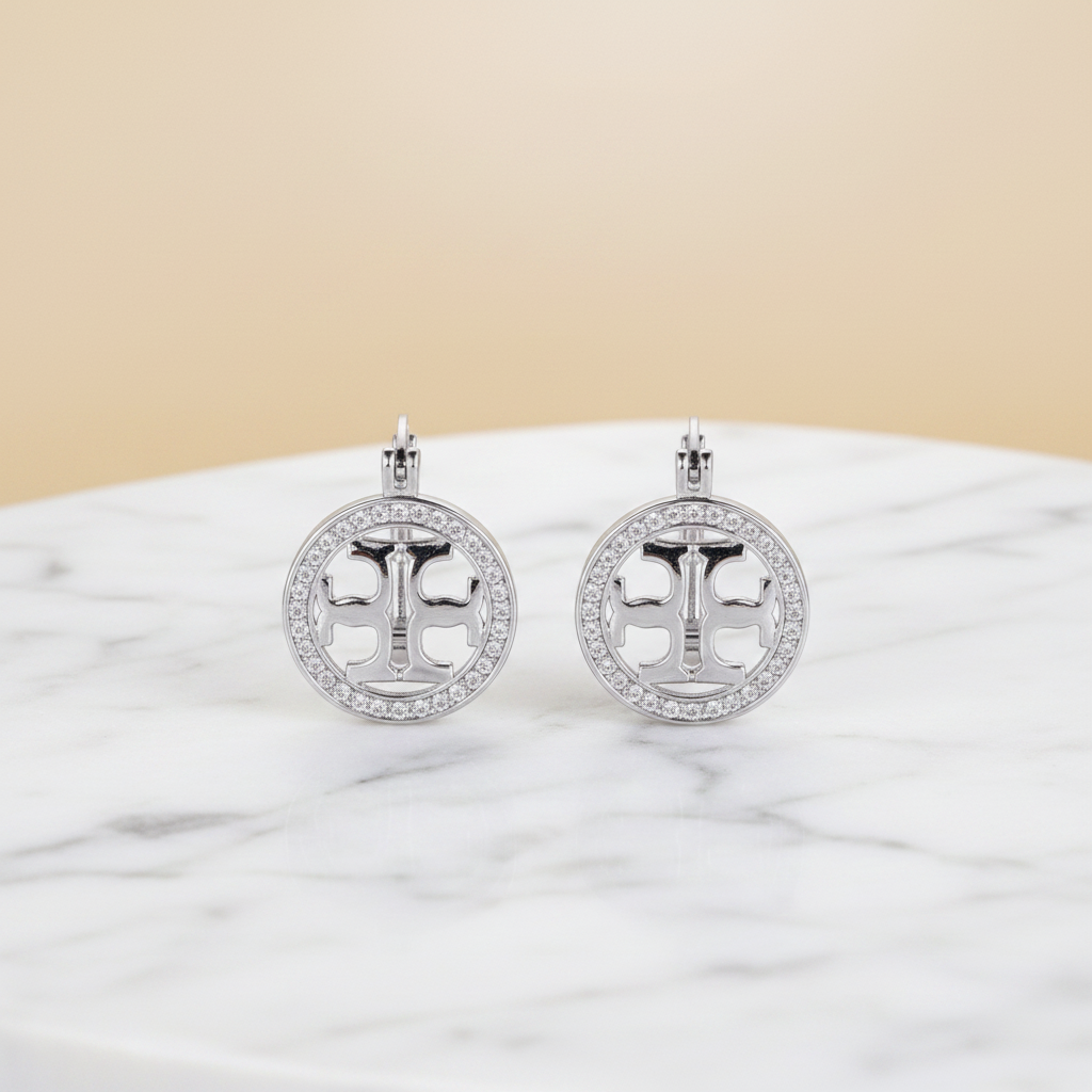 Silver Coin Earrings Staging