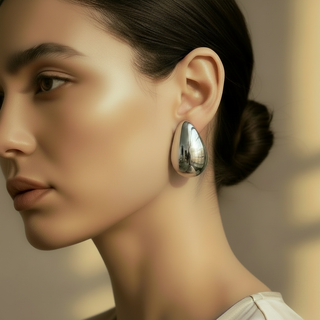 Silver Teardrop Earrings 2.5cm - Drop Above Jawline