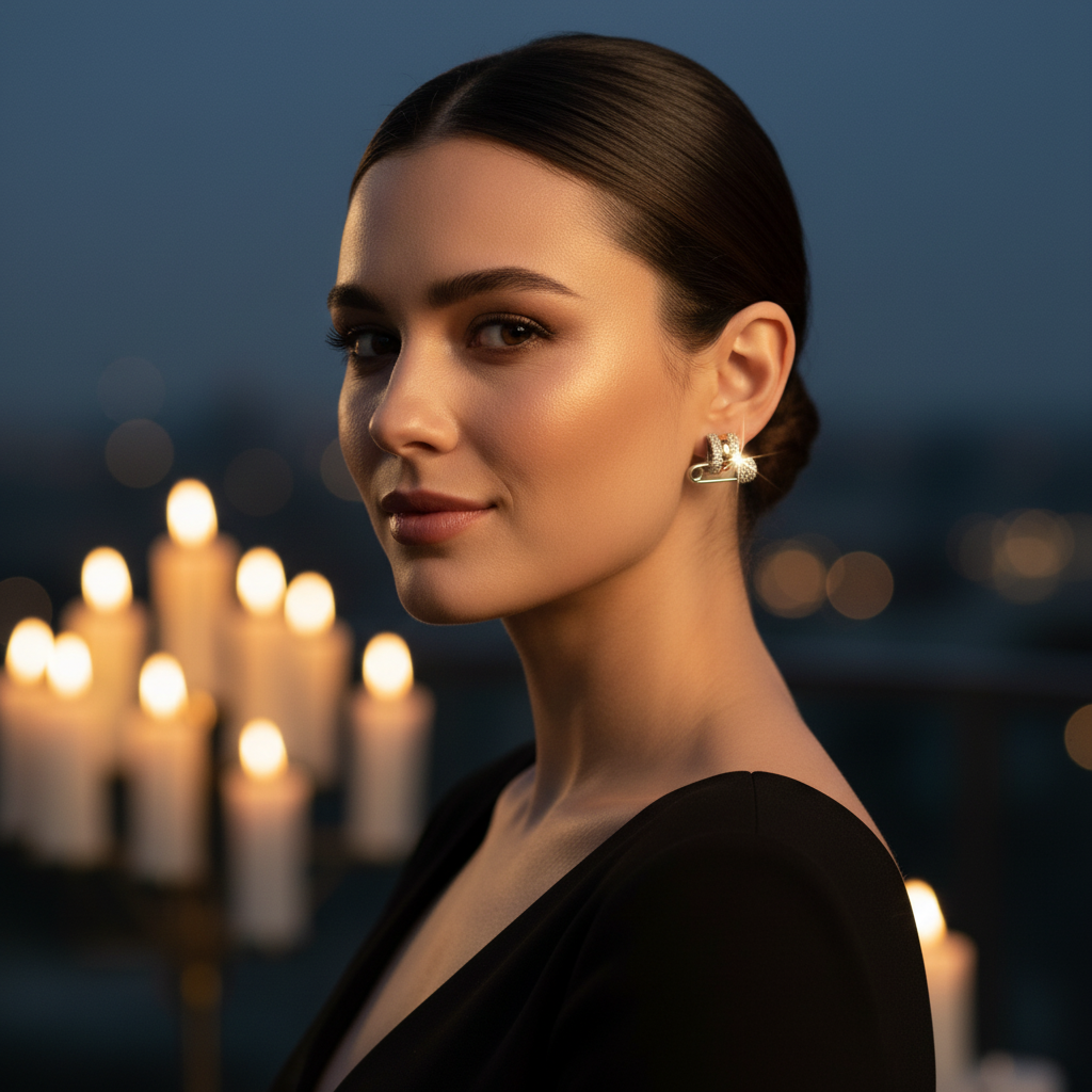 Tri-Tone Pavé Safety Pin Studs — Night Gathering